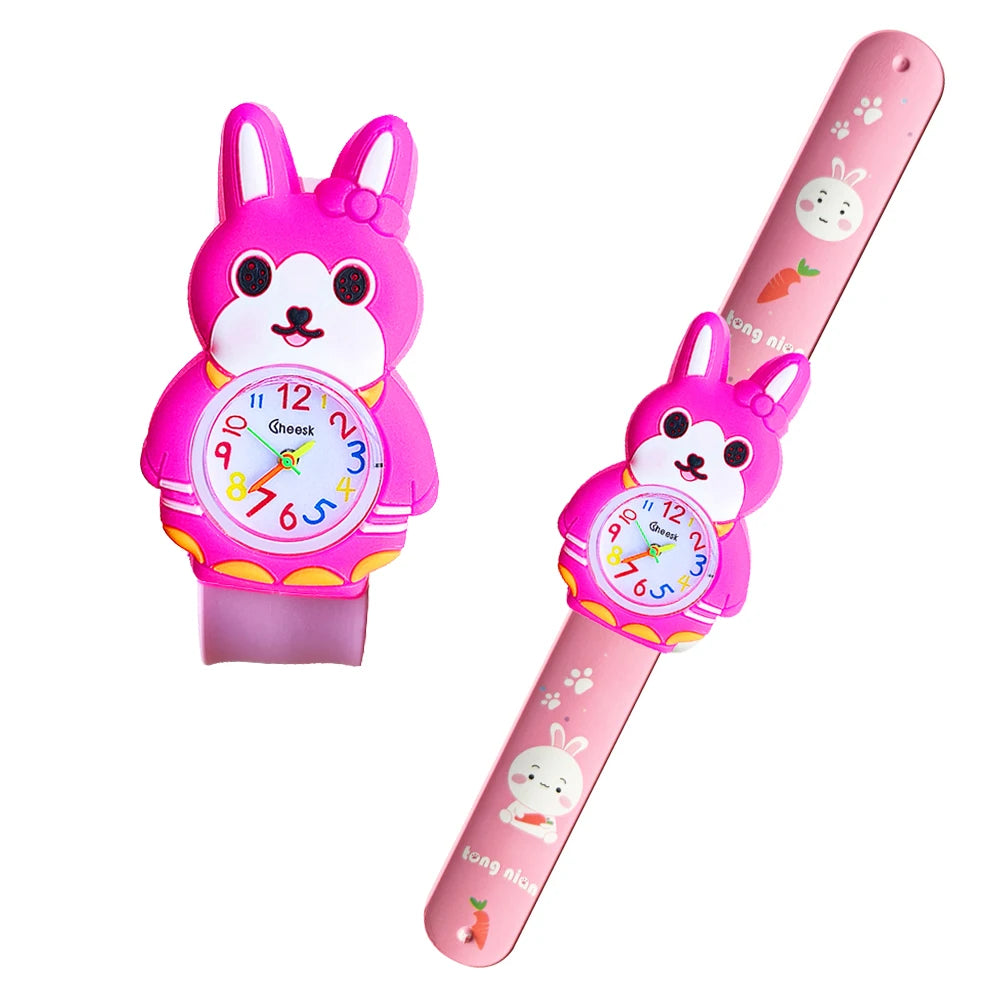 Cartoon Printed Strap Children's Watch Colorful Silicone Baby Birthday Gift Kids Study Time Toy Girls Boys Watch Clock Bracelet