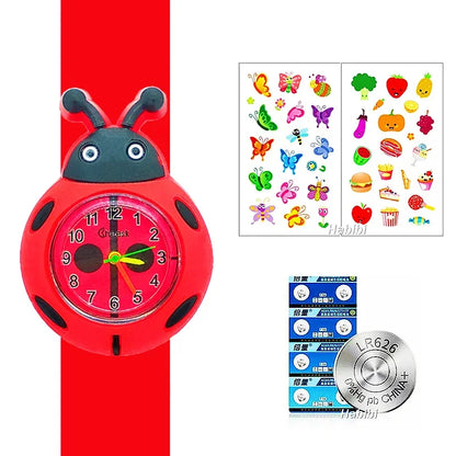 Boys Girls Watches Baby Kindergarten Party Gift Children Study time Toy Wristwatches Slap Bracelet Clock Cartoon Kids Watches
