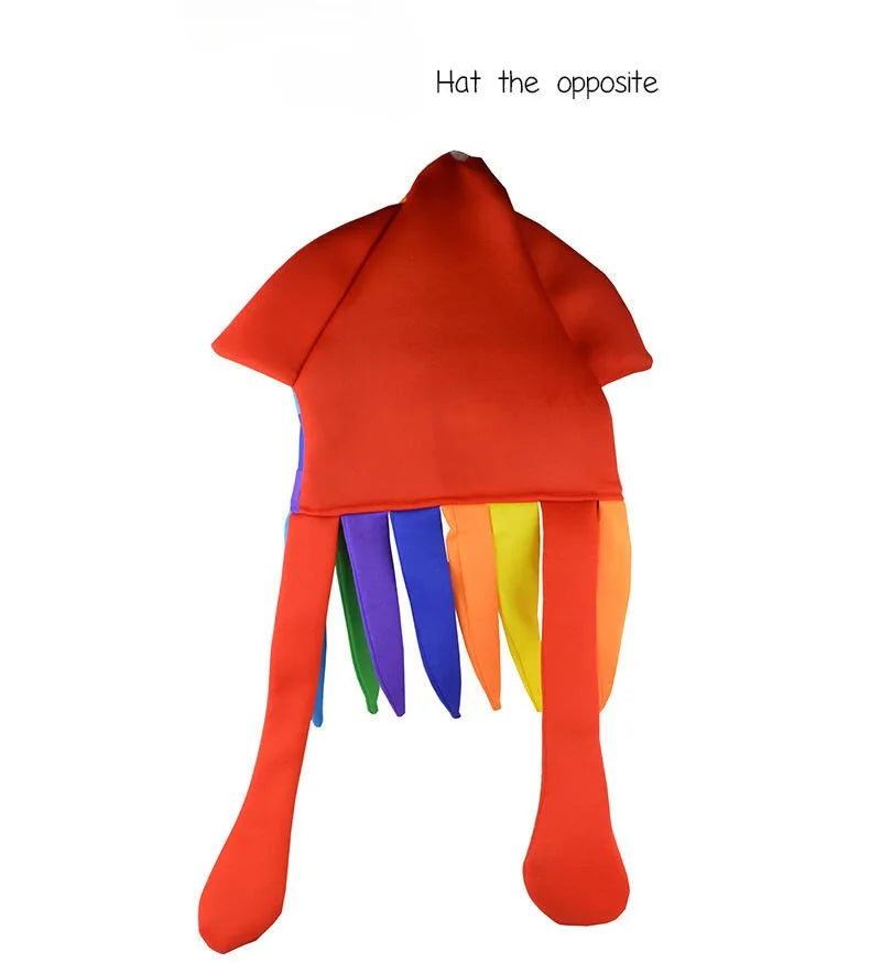Funny Rainbow Squid Hat Yellow Flying Duck Hat Costume Accessories Halloween Carnival Fun Party Ocean Animal Octopus Headwear