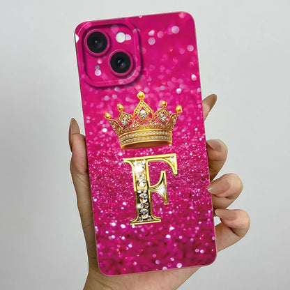 For Apple iPhone 15 Plus Case iPhone15 Pro Crown Letter Cover Soft Liquid Phone Case For iPhone 15 Pro Max iPhone15 Fundas Coque