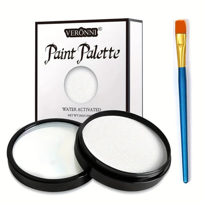 30g Water-Activated Monochromatic Face & Body Paint Coloring with brush Cosmetic Face Paint Halloween Party Body Painting Makeup