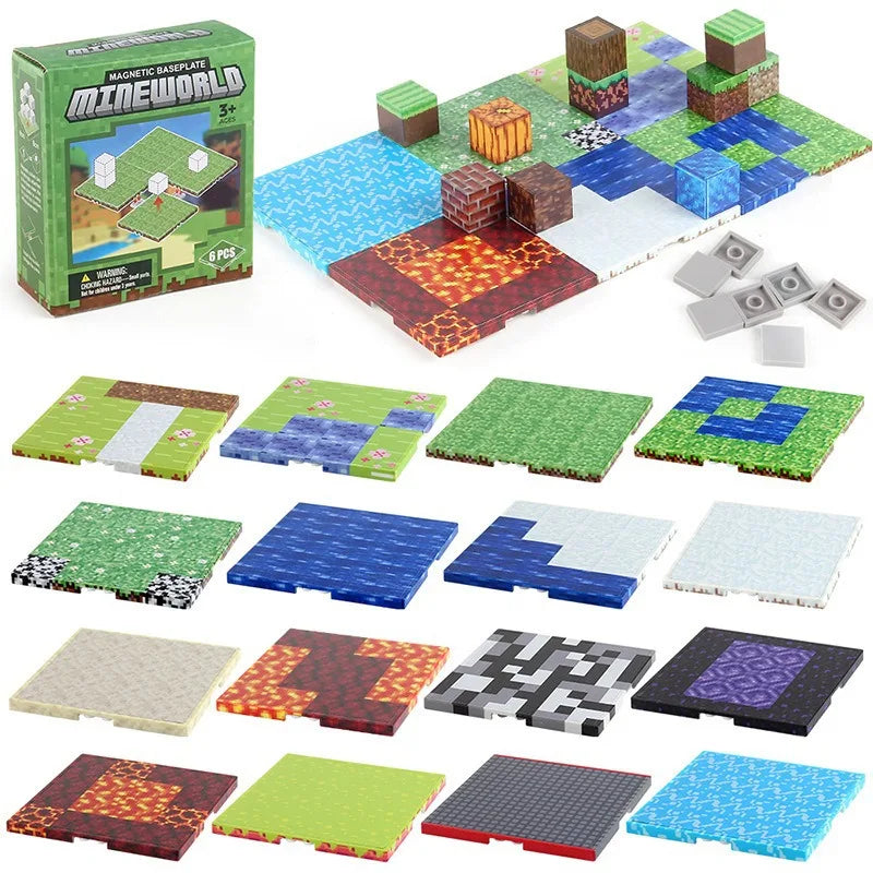 Magnetic Base Plate Variety Baseplates Match Mine World Magnetic Building Blocks Toys for Boys and Girls 3+ DIY Children Toy