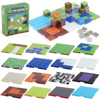 Magnetic Base Plate Variety Baseplates Match Mine World Magnetic Building Blocks Toys for Boys and Girls 3+ DIY Children Toy