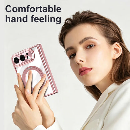 360 Rotating Magnetic Bracket Electroplating‌ Case for iPhone Ultra 18 Fold Wide Hinge Protection‌ Shockproof for Magsafe Cover
