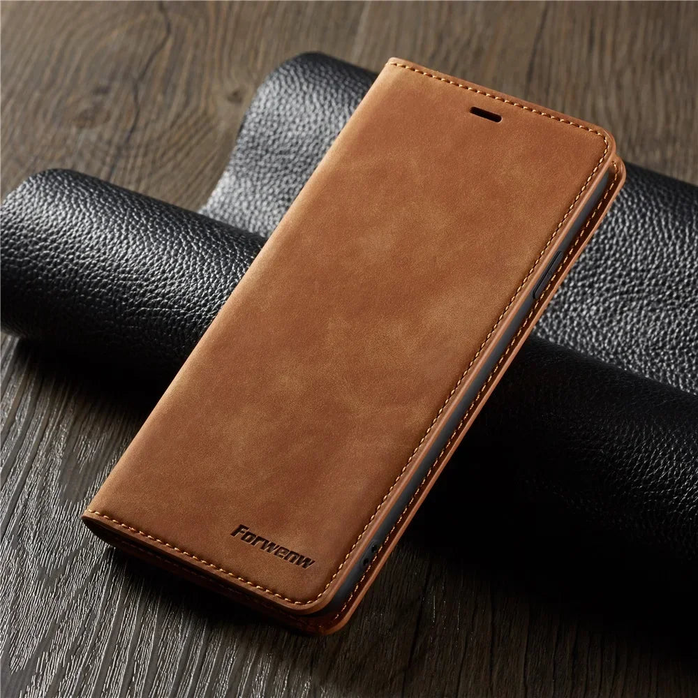 Thin Suede Leather Wallet Case for iPhone 11 12 13 14 15 16 17 18 Pro Max Mini XR XS 8 7 6 Plus SE 5S Flip Cover Strong Magnet