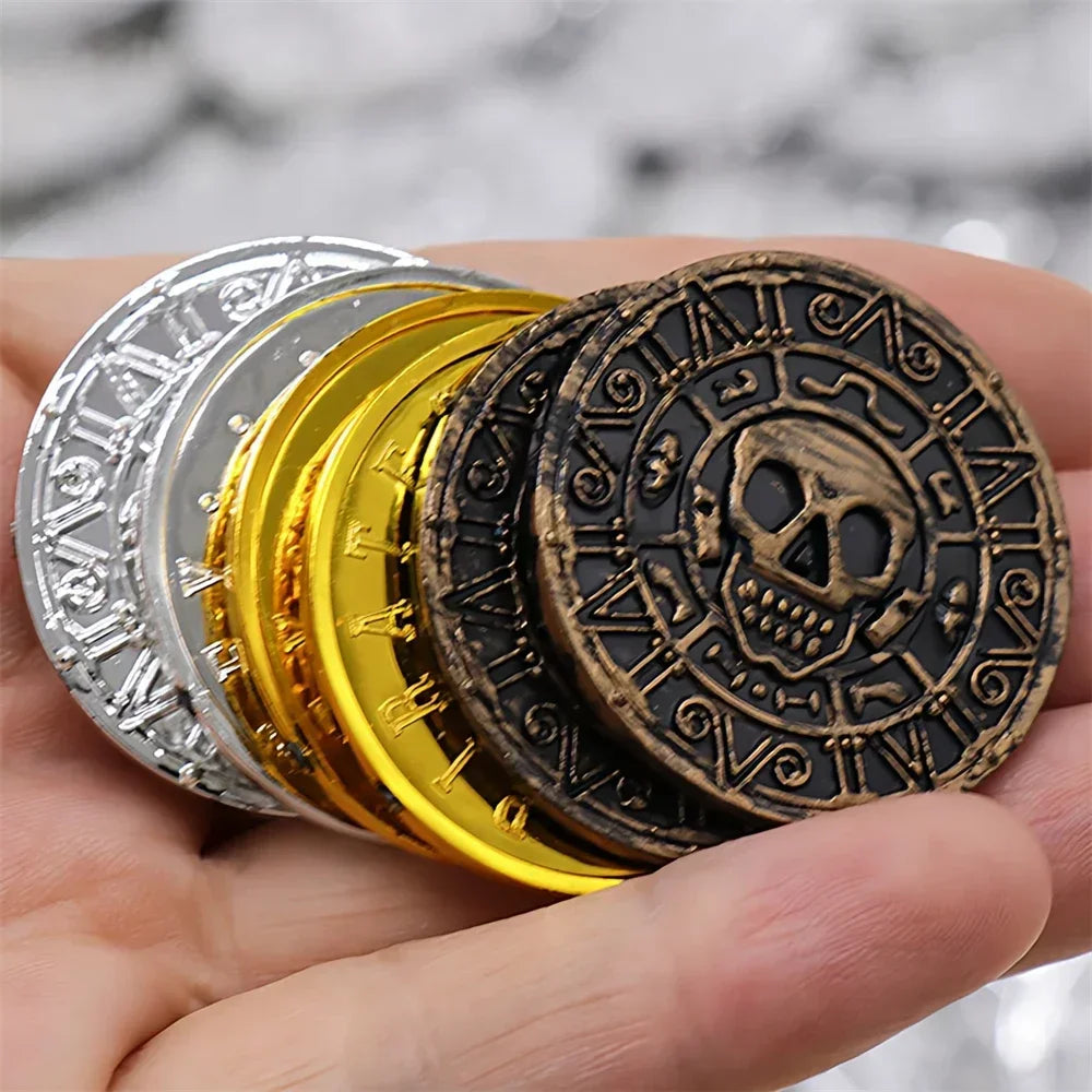 20/50/100pcs Retro Pirate Coin Party Supplies Gift Kids Favor Birthday Toys Halloween Decor Fake Treasure Plastic Game Coin