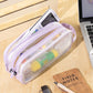 Purple Transparent Pencil Case, Large-capacity Simple Stationery Bag, Cute Cosmetic Bag, Student Study Supplies, Office Supplies