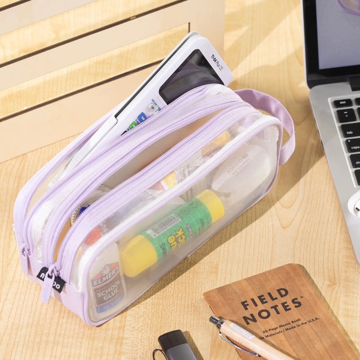 Purple Transparent Pencil Case, Large-capacity Simple Stationery Bag, Cute Cosmetic Bag, Student Study Supplies, Office Supplies