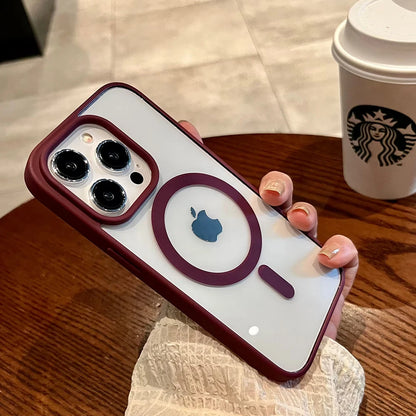 Luxury For Magsafe Transparent Case For iPhone 16 15 14 13 12 11 Pro XS XR Max Mini Plus Magnetic Wireless Charge Cases Cover