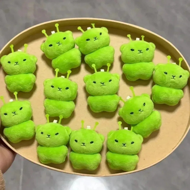 1/2/4/6/12pcs Mini Alien Cat Plush Doll Green Space Cat Pendant Portable Keychains Bag Decoration Trendy Toys Surprise Gifts