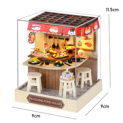 Wooden Miniature Doll House DIY Small House Kit Making Room Toys 3D Puzzle Assembly Building Model Toys for Birthday Gifts