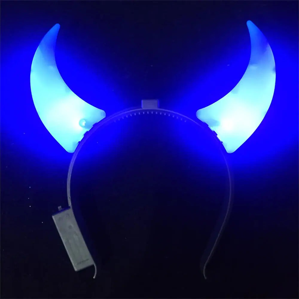 Led Funny Devil Horn Light Up Head Band Hair Hoops Flashing Horn Children Adults Halloween Christmas Party Decor Headwear