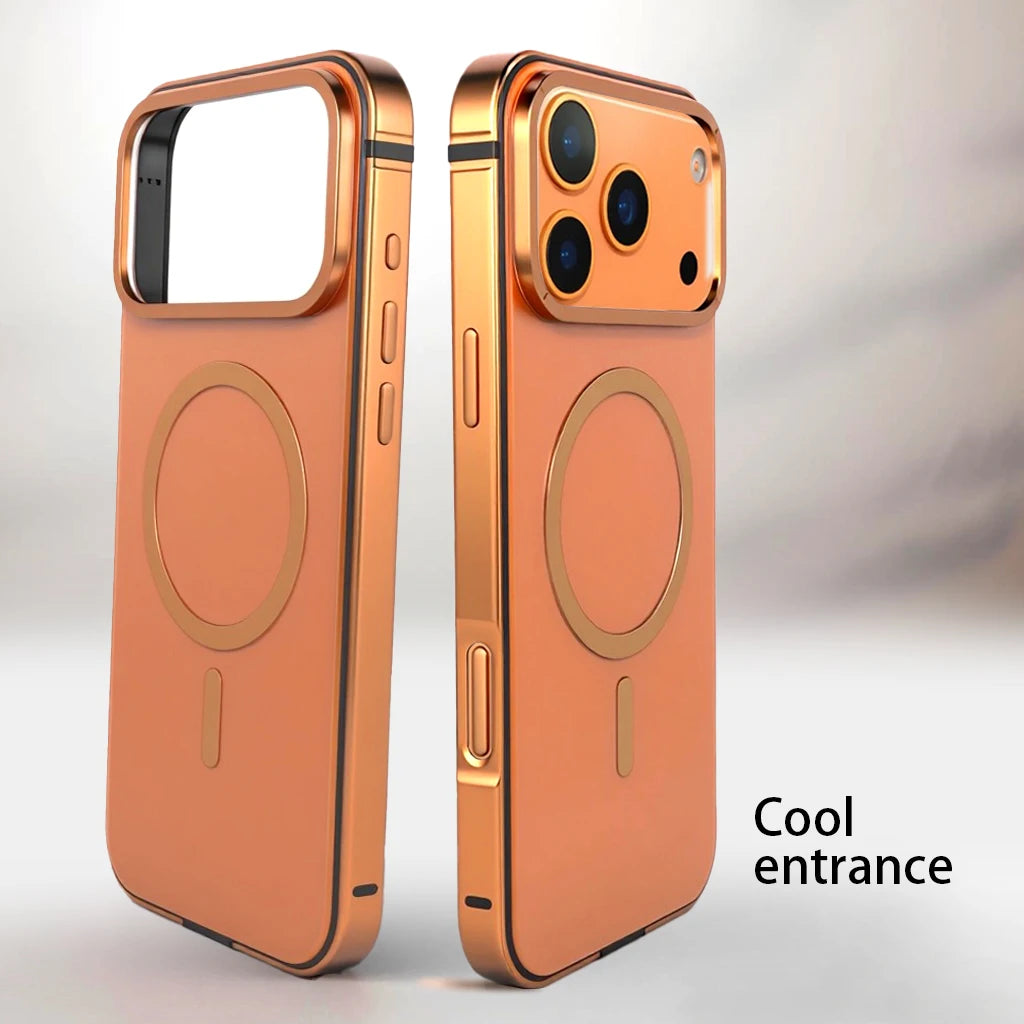 Magnetic Original Phone Case For iPhone 17 18 Pro Max 18Pro 16 15 Pro Max High End Metal Frame Anti Drop Protective Cover