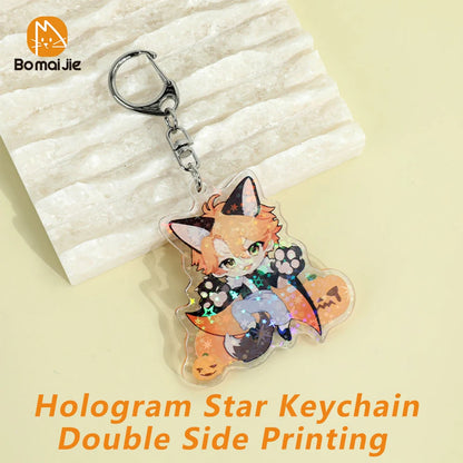 Custom Acrylic Keychain Customized Double Sided Printing Epoxy Hologram Keychains Design Game Anime Cartoon Logo Key Chain Gift