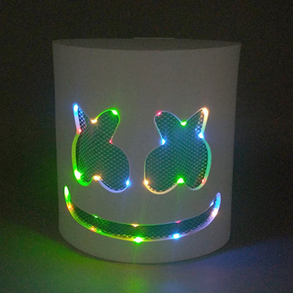 DJ Marshmello Luminous Head Cover LED Light Up Halloween Cosplay Headgear Glowing Helmet for Neon Night Club Music Rave Props
