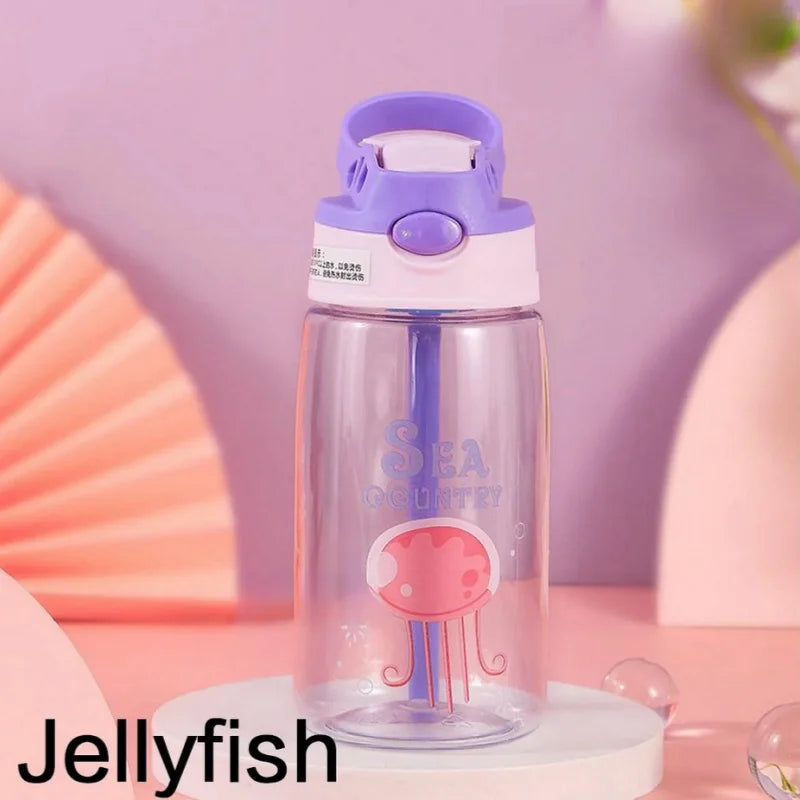 1PC Kids Water Sippy Cup Kids Water Bottle with Straw and Handle Portable Drinking Bottle Cup Children
