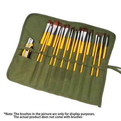 Painting Brushes Canvas Storage Bag, 22 Slots Watercolour and Gouache Brushes Calligraphy Brushes Storage Bag, Roll up Pen Bag