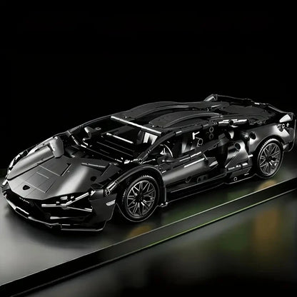 1:14 Black Sports Car Building Blocks Set 1000PCS+, Suitable for 14+, Educational Assembled Model, Home Decoration & Gift