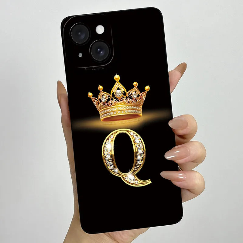 For Apple iPhone 15 Plus Case iPhone15 Pro Crown Letter Cover Soft Liquid Phone Case For iPhone 15 Pro Max iPhone15 Fundas Coque