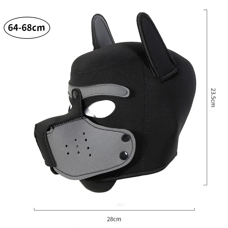 Fashion Unisex Sexy Costumes Latex Open Mouth Dog Headgear Halloween Pupply Play Party Couples Games Full Face Fetish Masks Hood