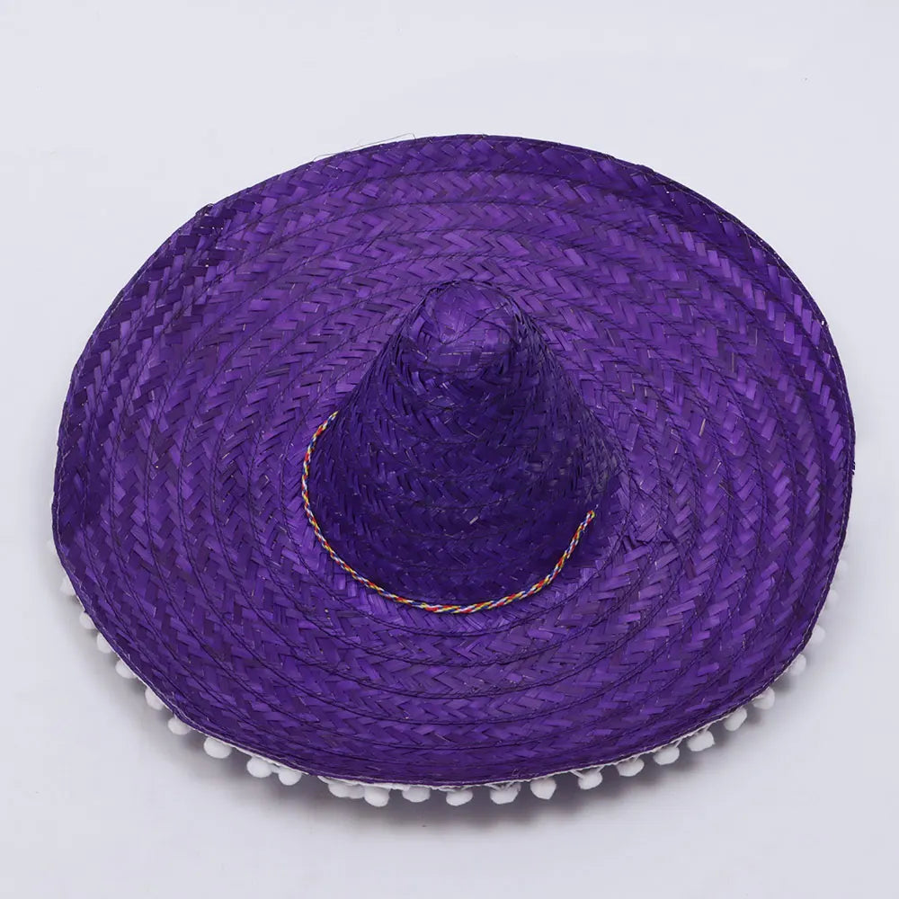 Summer Colorful Wide Brim Mexican Party Hat Halloween Sombrero Straw Hats Decor Party Beach Hat Men