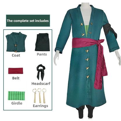 Fantasia Wano Country Roronoa Of Zoro Cosplay Kimono Anime Pirate Disfraz Costume Men Male Halloween Carnival Party Clothes
