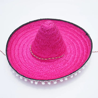 Summer Colorful Wide Brim Mexican Party Hat Halloween Sombrero Straw Hats Decor Party Beach Hat Men