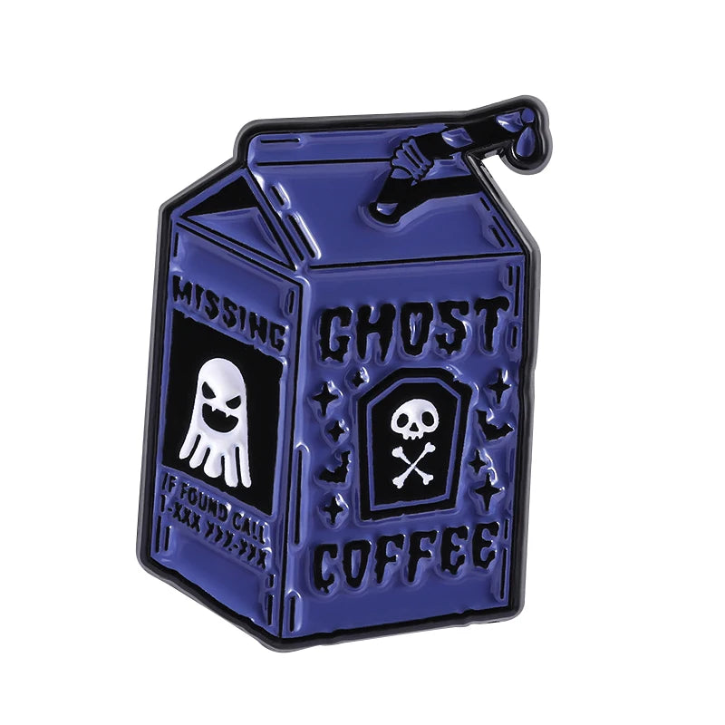 Cartoon Happiness Potion Enamel Pin Matcha Girlie Ghost Coffee Halloween Drink Crush Soda Juice Brooch Lapel Badge Jewelry Gifts