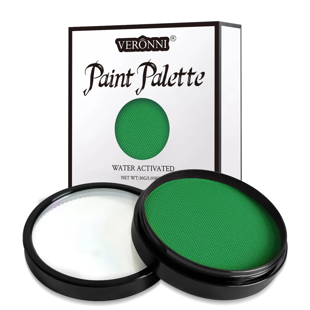 30g Water-Activated Monochromatic Face & Body Paint Coloring with brush Cosmetic Face Paint Halloween Party Body Painting Makeup