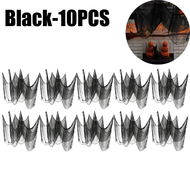 Spooky Halloween Fabric Decor -  Terror Gauze for Outdoor Scenes, Haunted Porch & Window Dressings