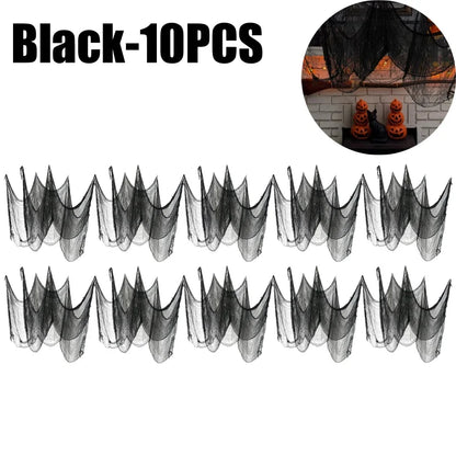 Spooky Halloween Fabric Decor -  Terror Gauze for Outdoor Scenes, Haunted Porch & Window Dressings
