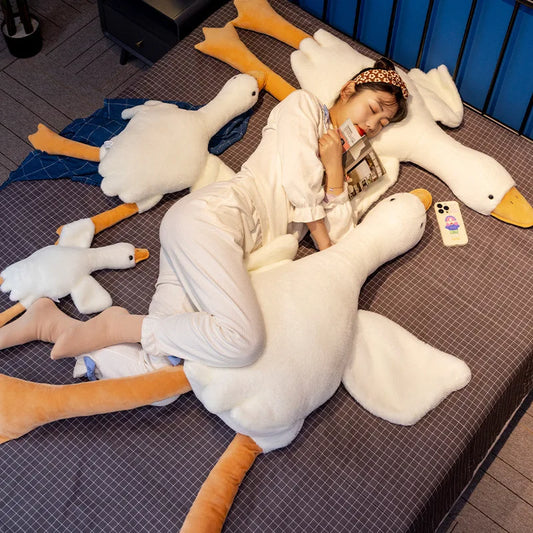 Hot 35/50/90/130CM Funny Goose Plush Stuffed Soft Duck Sleeping Pillow Sofa Cushion Kids Girlfriend Birthday Gift Toy