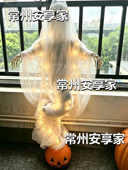 Swirling Ghost Pumpkin Yard Lamp,LED Halloween Floor Garden Light  | Lighted Outdoor Ghost Pumpkin Decor for Halloween