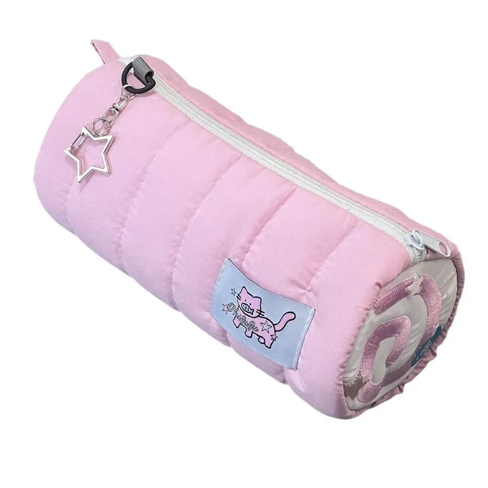 INS Large Capacity Pink Pen Bag Creative Soft Touch Pencil Case Stationery Storage Organizer Creative Students Gift