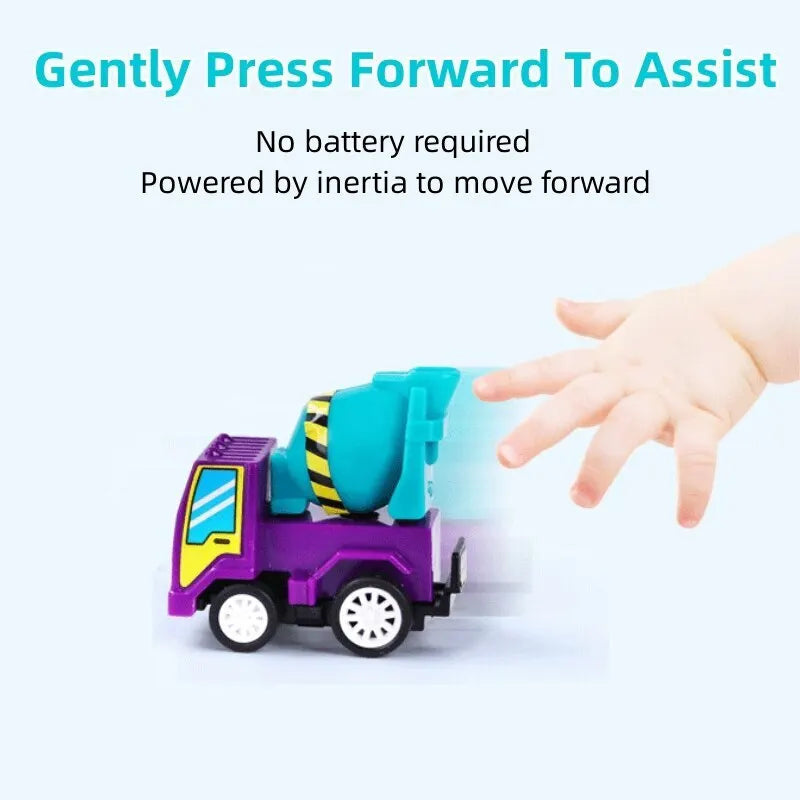 6/12Pcs Mini Inertial Pull Back Engineering Car Set Cartoon Toys Birthday Gift