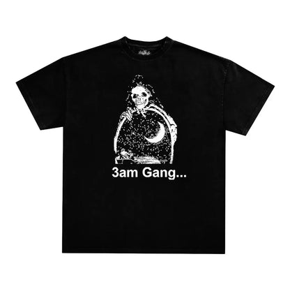 American Goth Haunted Mound Graphic T-shirt Printed Men Women Y2K Grunge Summer Short-sleeved Oversized T-shirt Streetwear Top