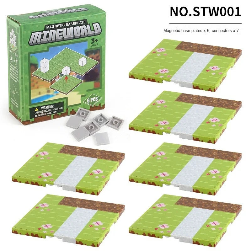 Magnetic Base Plate Variety Baseplates Match Mine World Magnetic Building Blocks Toys for Boys and Girls 3+ DIY Children Toy