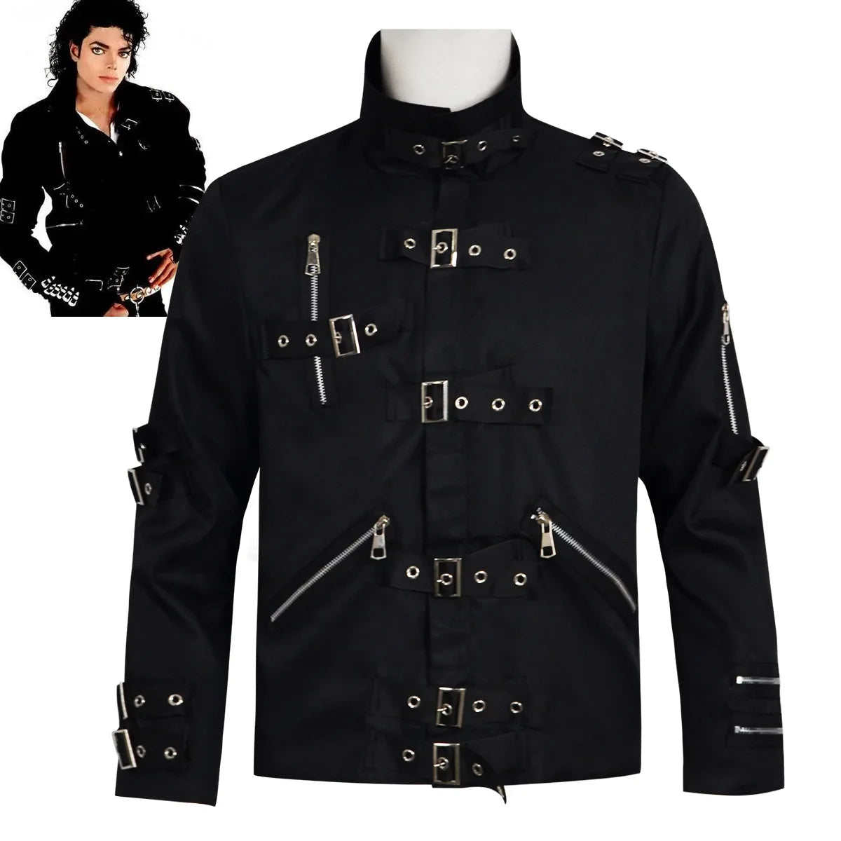 Michael Jackson cosplay Costume BAD Punk Jacket Black Slim BAD Jacket Costume Clothing for Man Adore Stars Impersonator