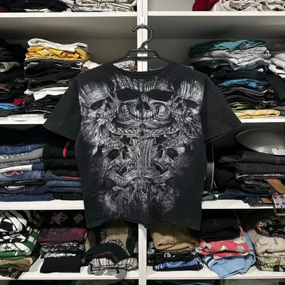 New Long sleeved Affliction T shirt Y2K Hip Hop Round Neck Oversized T shirt Mens Womens Casual Gothic Clothing Tops Streetwear