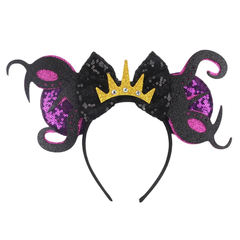 2024 Halloween Mouse Ears Headband Sequins Bow Hairband For Women Featival Party DIY Hair Accessories Boutique