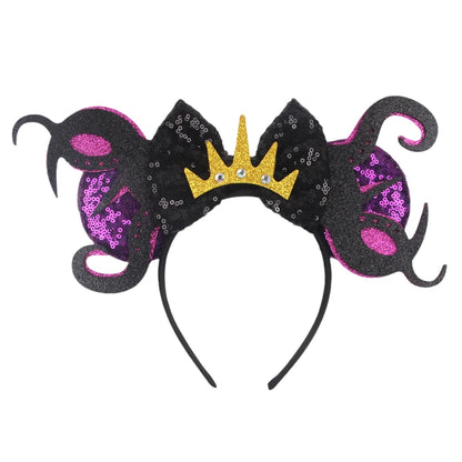 2024 Halloween Mouse Ears Headband Sequins Bow Hairband For Women Featival Party DIY Hair Accessories Boutique