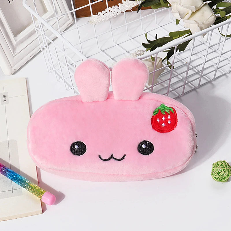 1 PCS 20CM Kawaii Cartoon Animals Plush Pouch Pencil Case Bag Key Chain Coin Purse Wallet Case Pouch Bag School Supplies Gift