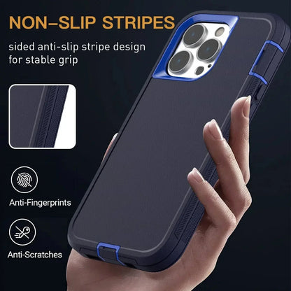 3 IN 1 Heavy Duty Armor Shockproof Dust-Proof Case For iPhone 15 14 13 12 11 16Pro MAX  MINI XSMAX XR X XS SE 6 7 8 PLUS Cover
