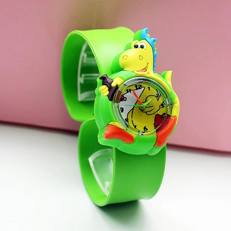 Cartoon Children Watches Baby Study Look The Time Toy Bracelet Kids Slap Watch for Boys Girls Birthday and Christmas Gift Clock
