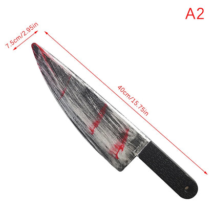 Decorative Bloody Axe Realistic Looking Plastic Halloween Fake Machetes Statue Sickle Knife Horror Cosplay Arm Prop For Home