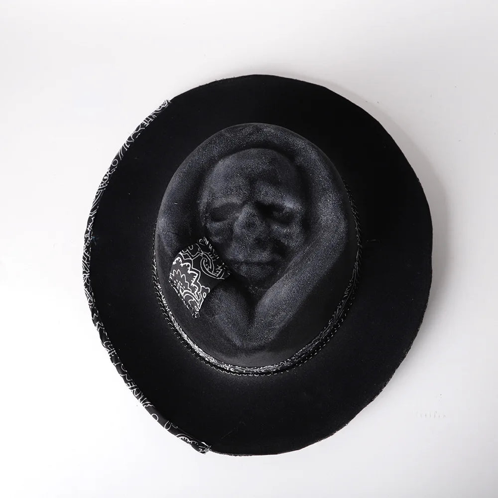 Skull Cowboy Hat Handcrafted S Halloween Hat Western-inspired For Western-themed Events Alternative Halloween Headwear. Fashion