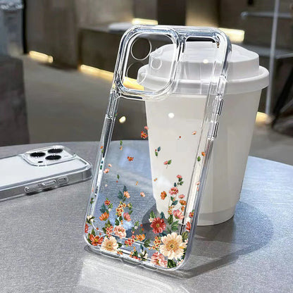 Flower Phone Case For iPhone 17 16 18 Pro Max 13 14 12 11 15 Pro Max 16e Air 7 Plus SE Shockproof Transparent Cover Soft Funda