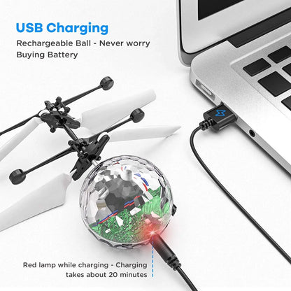 Led Light Suspension Crystal Ball Infrared Induction RC Gesture Control Colorful Glowing Toys Flying Unique Gift for Kids