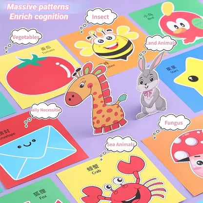 48Pcs Handmade Paper Cut Book Kids Craft Toys DIY Cartoon Scrapbooking Paper Art Toys Kids Learning Toys for Children Gifts