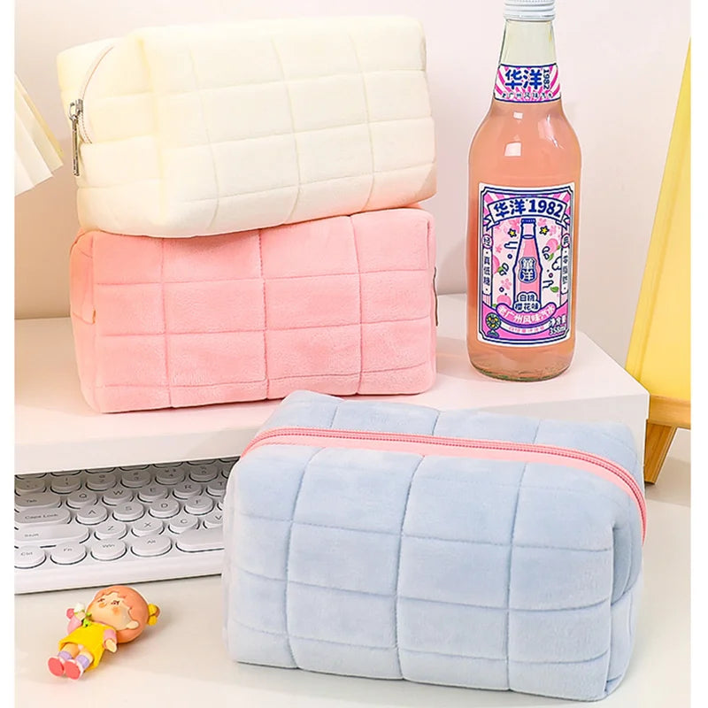 Kawaii Pencil Case Creative Pillow Bag Large Capacity Short fluff Bag for Girls School Supplies Stationery Box Cosmetic Bag